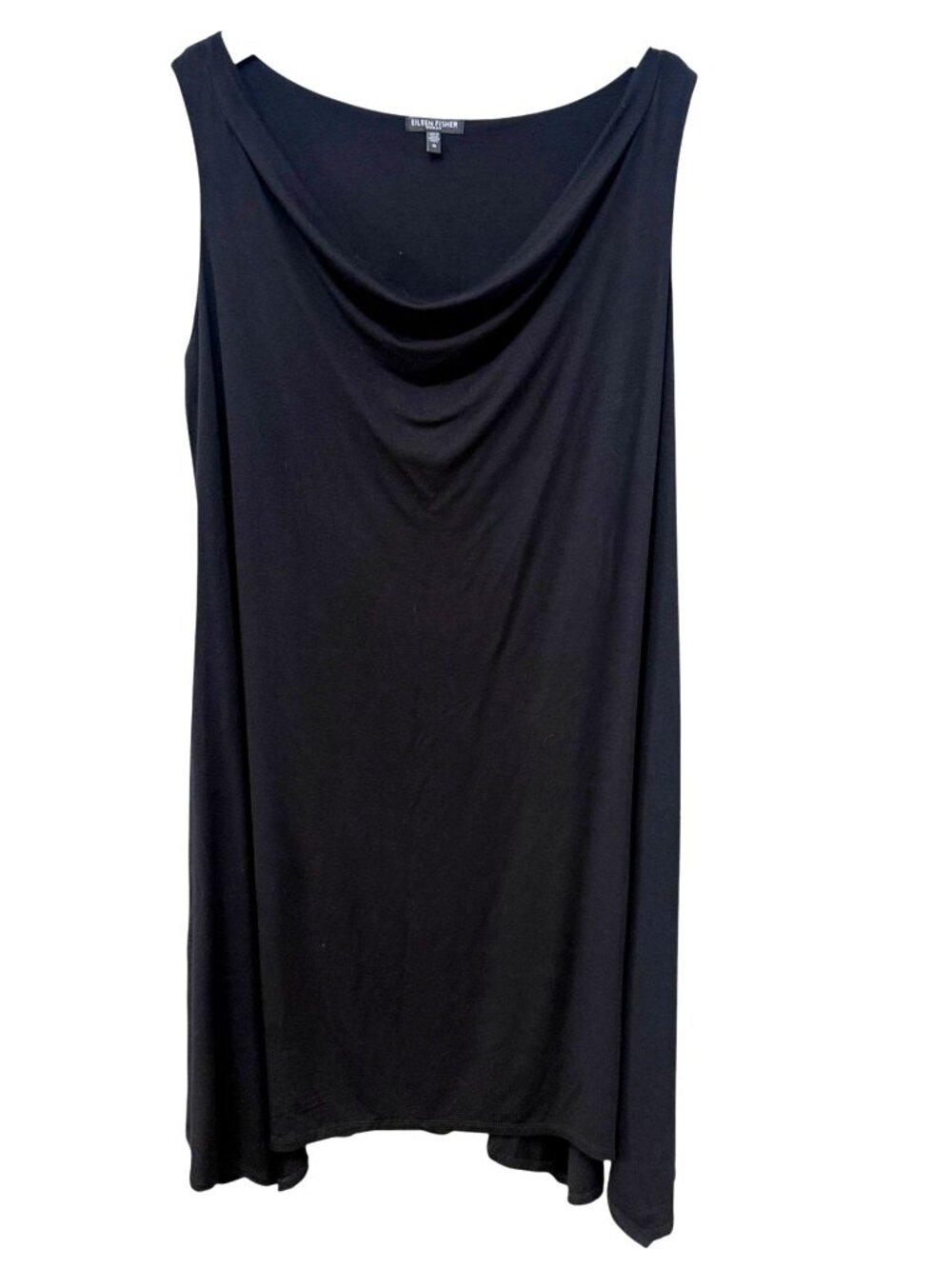 EILEEN FISHER Dress Plus Size 1X Black Midi Stretch Tank Flowy A-Line Sundress